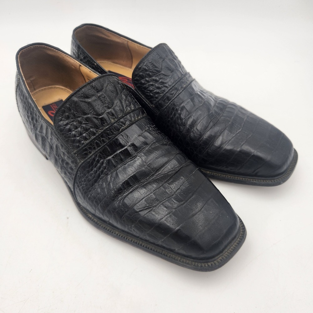 Giorgio Brutini Black Crocodile Embossed Leather Square Toe Loafers Mens 933991